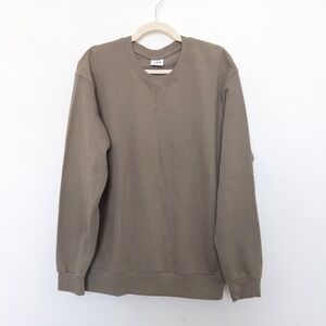 Zara Mens Sweatshirt‎ Size L Olive Green Crewneck Minimalist Streetwear Casual
